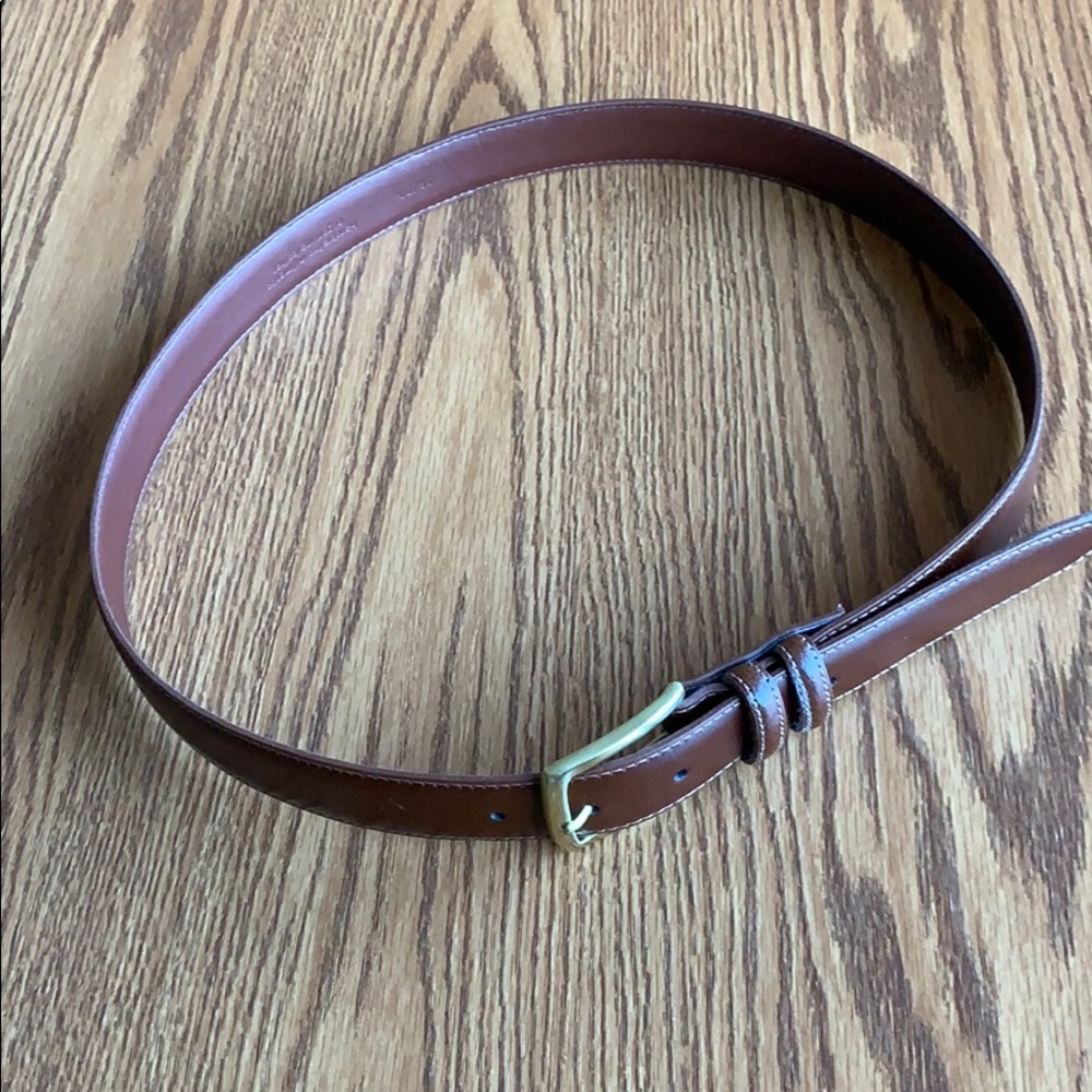 Men’s 36W Brown Leather Belt Brass Buckle